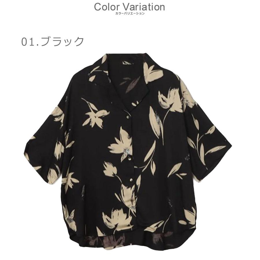 hunch（ハンチ） 半袖シャツ レディース ビスコースサテン プリント 