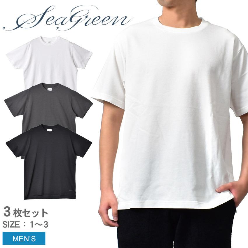送料無料 シーグリーン Tシャツ 半袖 メンズ 3パックTシャツ SEAGREEN  