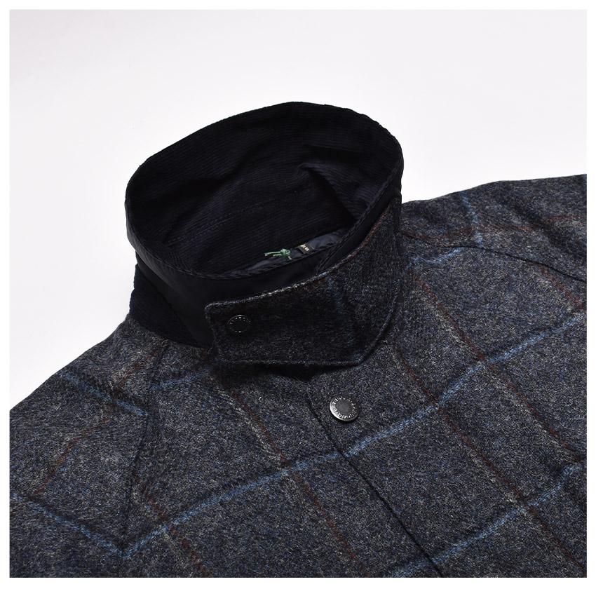 バブアー ジャケット メンズ ビデイル チェック ウール ジャケット BARBOUR MWO0288 ブルー 青 ブラウン チェック 柄 長袖の画像