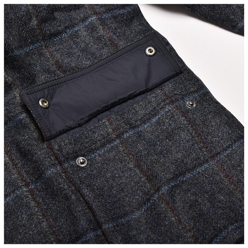 バブアー ジャケット メンズ ビデイル チェック ウール ジャケット BARBOUR MWO0288 ブルー 青 ブラウン チェック 柄 長袖の画像