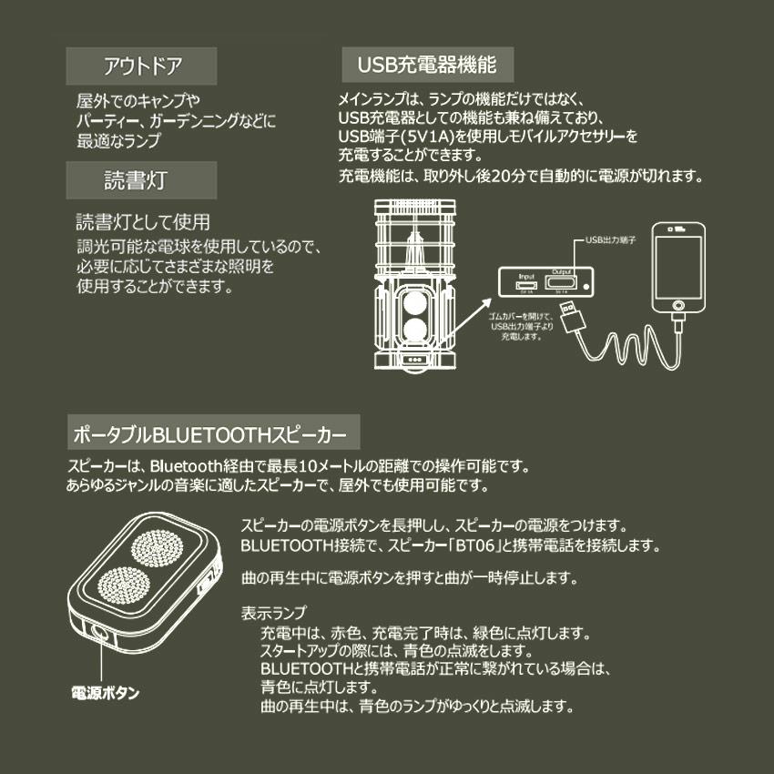 SALE 送料無料 ランタン スピーカー&ライト付き ワイルドランプ PP0360KH カーキ オリーブ キャンプ 6W ピースパーク キャンプ用品｜z-craft｜19