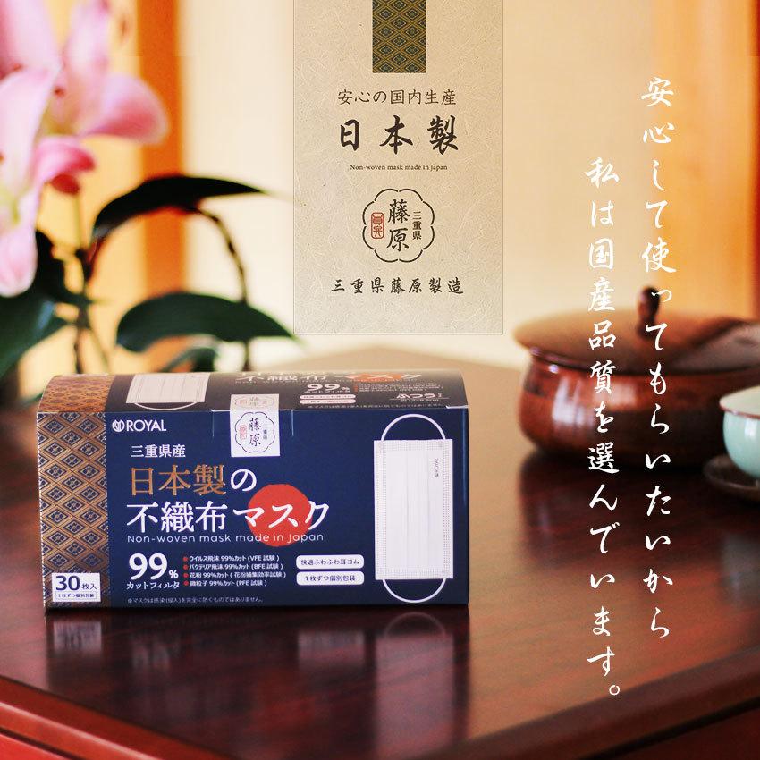 マスク 日本製 不織布 白 国産 メンズ レディース 30枚入り ふつう