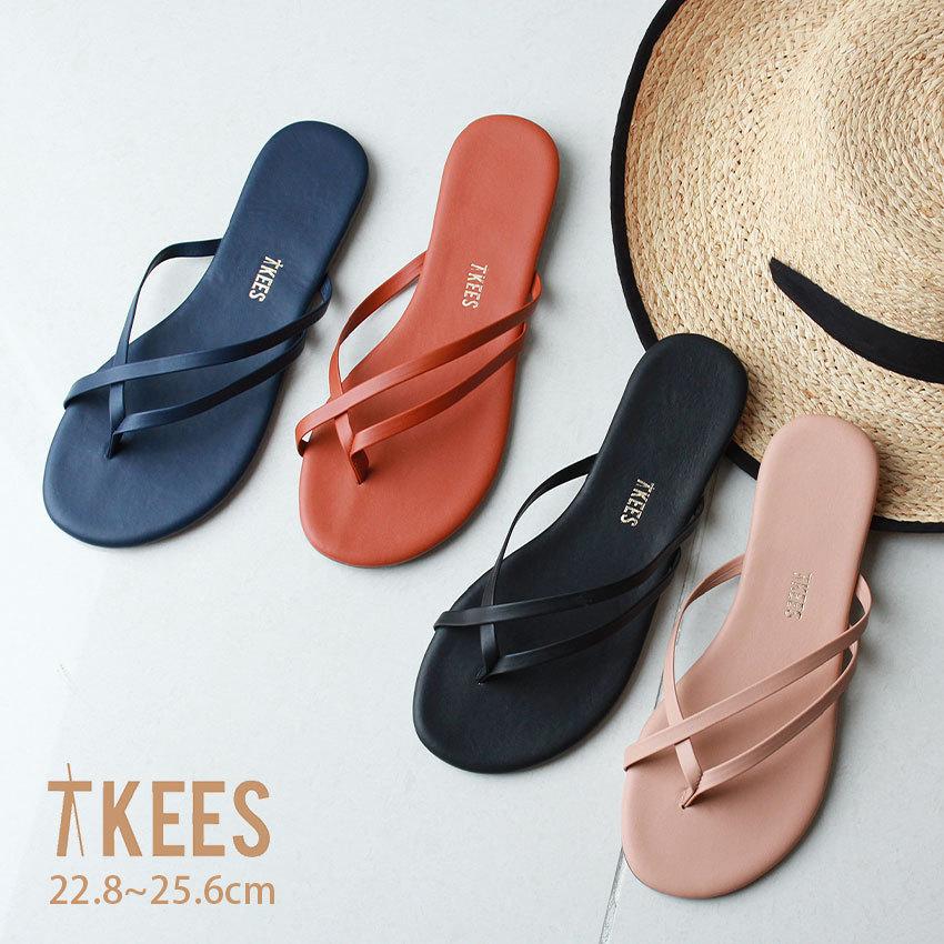 TKEES（ティキーズ） サンダル レディース リリ 黒 ピンク レッド ロゴ