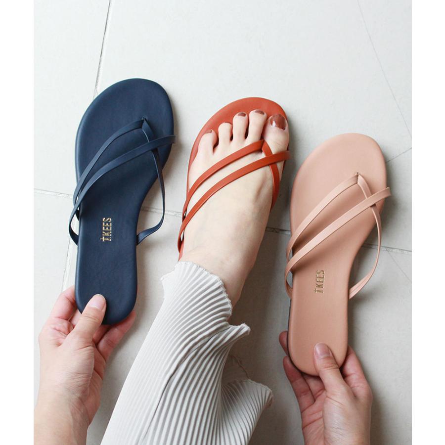 TKEES（ティキーズ） サンダル レディース リリ 黒 ピンク レッド ロゴ