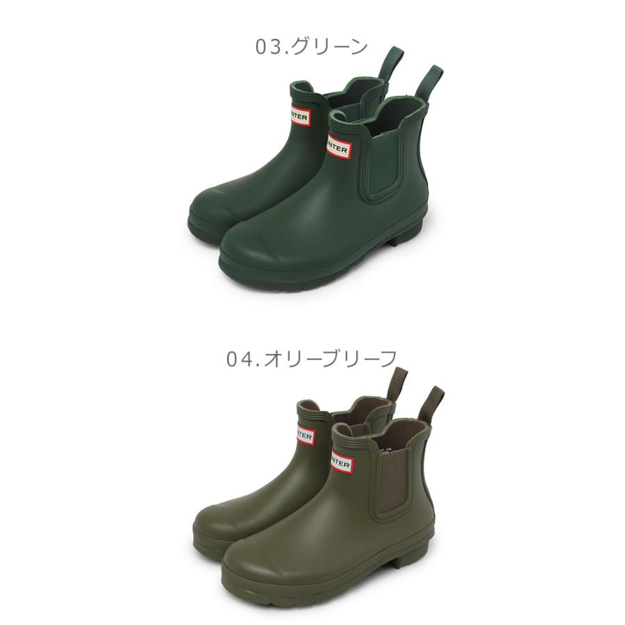 美品HUNTER オリーブグリーン チェルシーブーツ ハンター HUNTER オリジナルチェルシー レインブーツ （オリーブリーフ