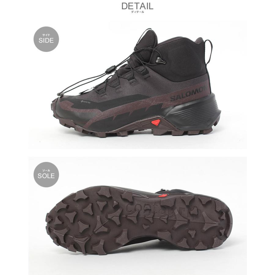 サロモン ハイキングブーツ レディース SALOMON L41731300 ブラック ワインレッド 靴 シューズ ハイキングシューズ 防水 撥水 ゴアテックス GORE-TEX_1