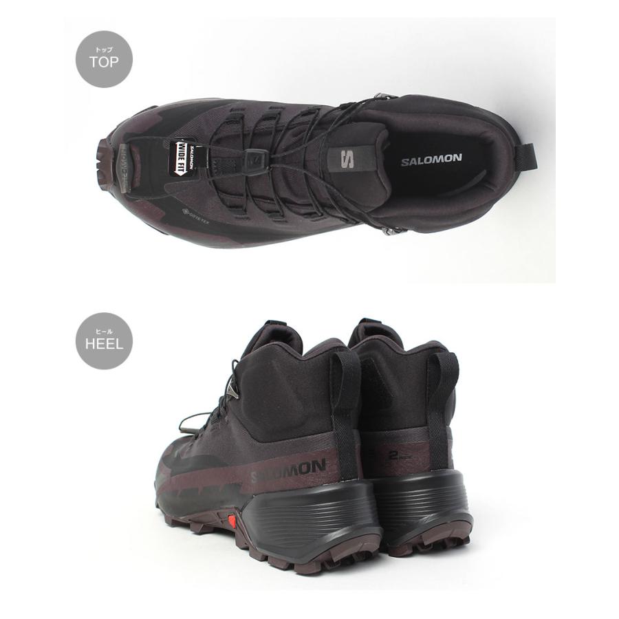 サロモン ハイキングブーツ レディース SALOMON L41731300 ブラック ワインレッド 靴 シューズ ハイキングシューズ 防水 撥水 ゴアテックス GORE-TEX_2