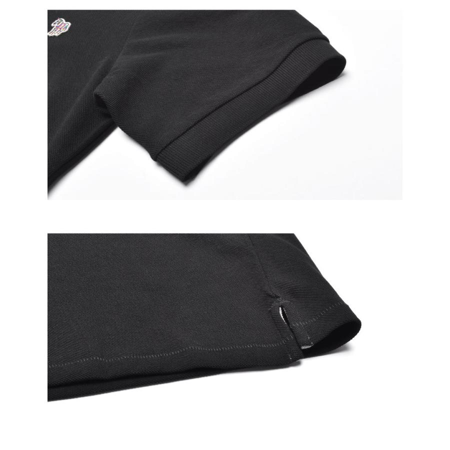 Paul Smith ブラック コットンニット リンガー  ポロシャツ Cropped Logo” ソリッド オープンカラーシャツ