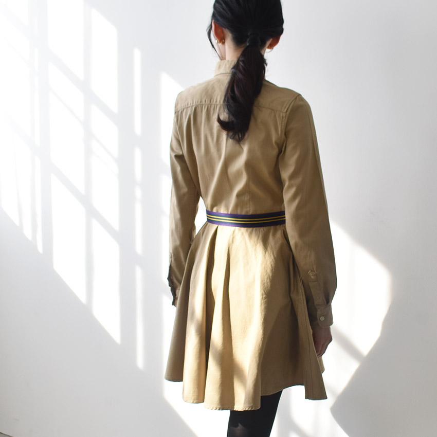 新品　LAUREN RALPH LAUREN ベージュシャツワンピース タグ付き 新品タグ付✨ツイストフロントシャツワンピース 現行品 ベージュ