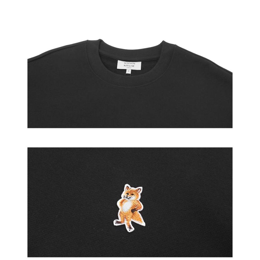 【美品】メゾンキツネ スウェット 黒 ワンポイント fox ロゴ MAISON KITSUNE（メゾン キツネ） スウェット メンズ スタンディング