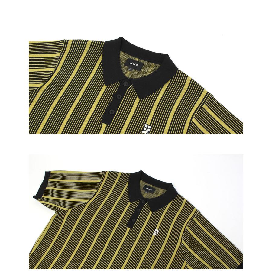 HUF（ハフ） ニットポロシャツ メンズ HUF KN00538 イエロー ブラック 