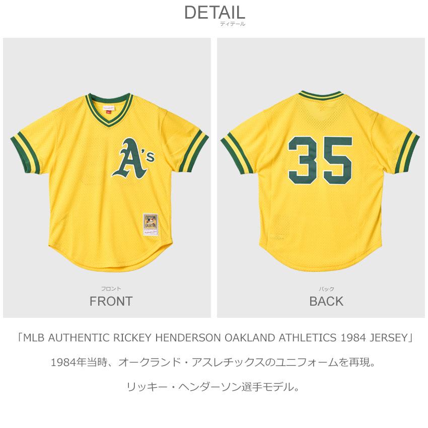 Mitchell & Ness Mens NBA Oakland Athletics Authentic BP Pullover Jersey -  Rickey Henderson Jersey ABPJ3008-OAT84RHEYELL Yellow