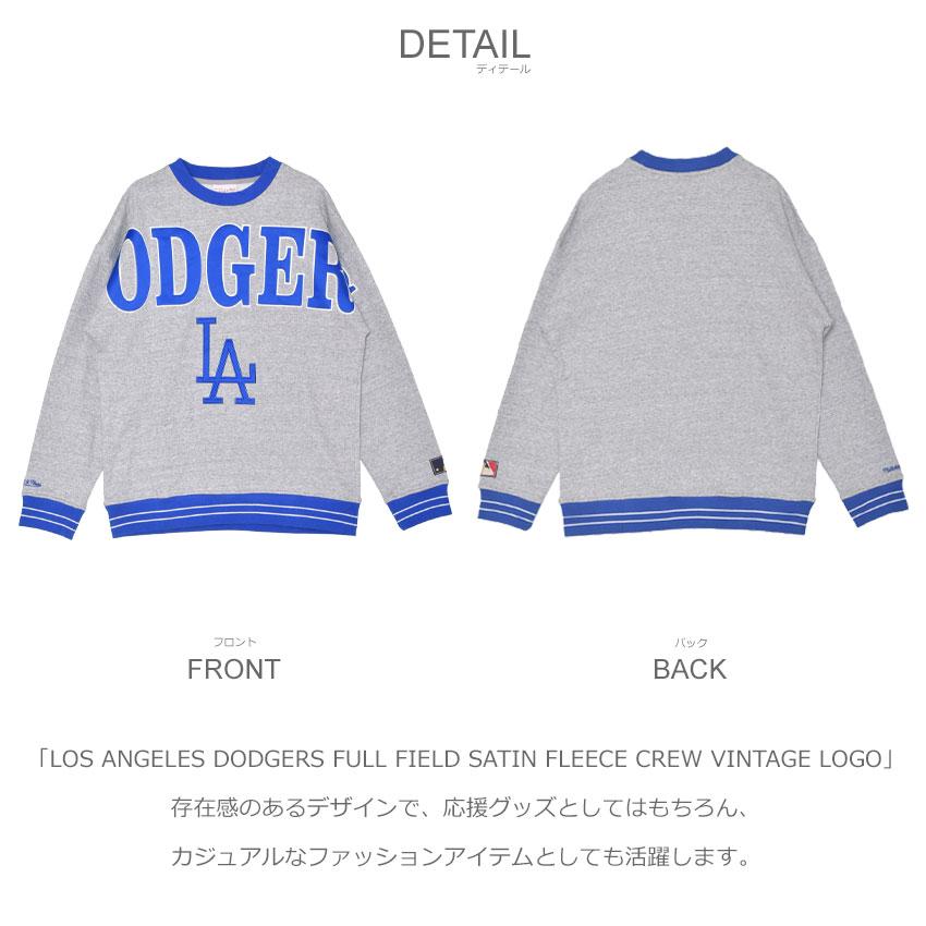 ミッチェルアンドネス スウェット メンズ LOS ANGELES DODGERS FULL FIELD SATIN FLEECE CREW VINTAGE LOGO MITCHELL ＆ NESS 青 爆買_1