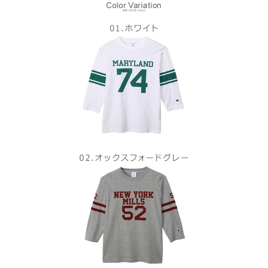 チャンピオン 長袖Tシャツ メンズ CHAMPION C3-Z416 ホワイト 白 ブラック 黒 ネイビー 紺 長袖 ロングTシャツ ロンT 七分袖 七分 ワンポイント ロゴ カットソー｜z-mall｜07