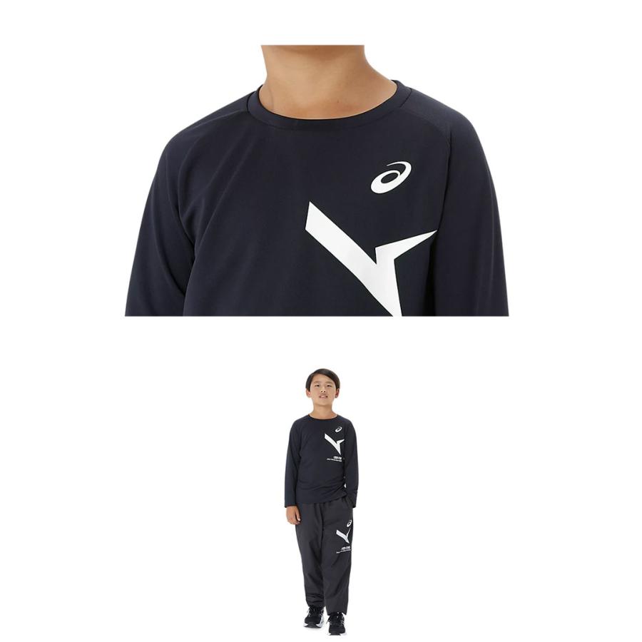 asics パフォーマンスシャツ ホワイト/ネイビー ASICS（アシックス） 長袖Tシャツ キッズ ASICS 2034A912 ブラック 黒