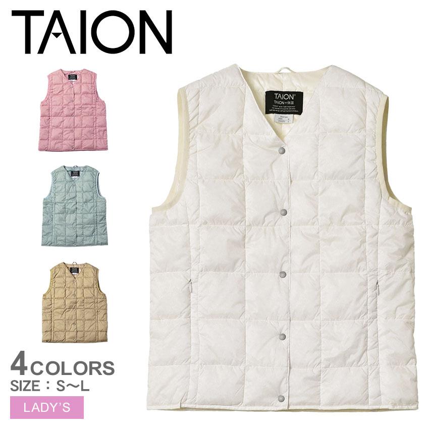 TAION（タイオン） インナーダウン レディース V ネック ボタンダウン