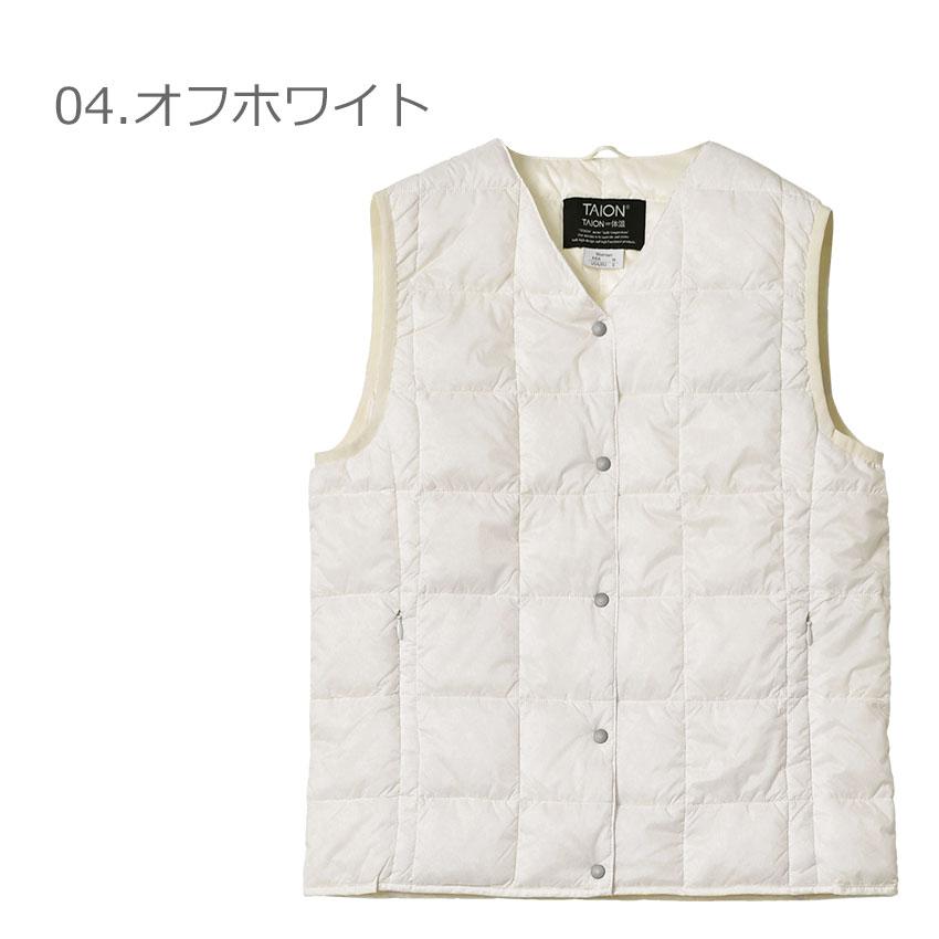 TAION（タイオン） インナーダウン レディース V ネック ボタンダウン