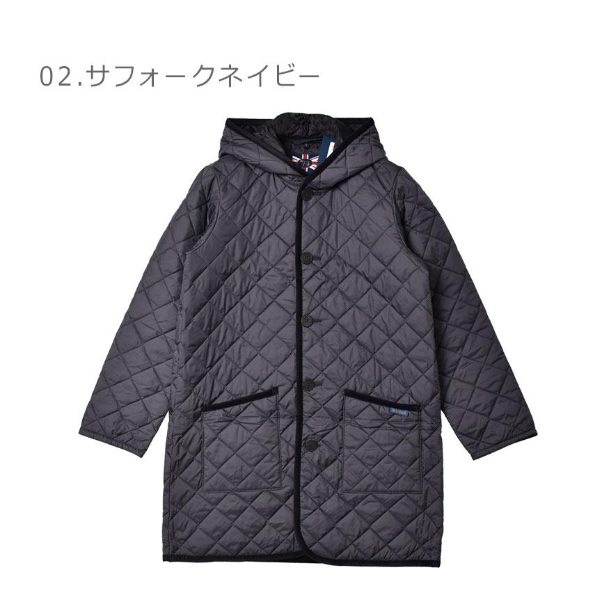 LAVENHAM（ラベンハム） フード付き キルティングロングコート ブラック LAVENHAM（ラベンハム） コート メンズ LAVENHAM SLJ2014 ブラック 黒