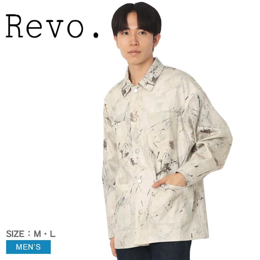 薄いグレーかかった白　カバーオール ジッパー付き Revo. レヴォ ジャケット メンズ Revo. TH-4055 ホワイト 白 ウェア