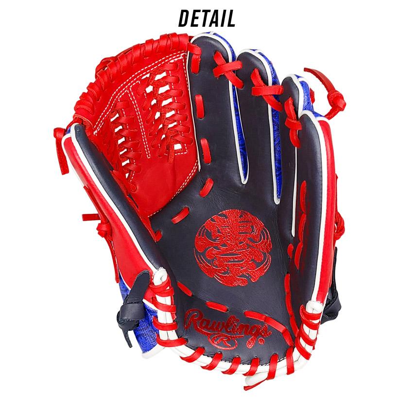 Rawlings ウィザード　軟式グローブ ネイビー/レッド ローリングス（Rawlings）（メンズ）軟式用グラブ 内野手 野球グローブ