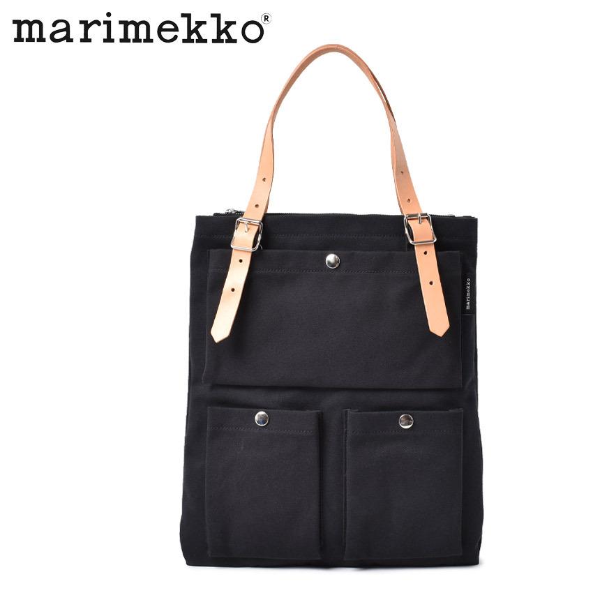マリメッコ　marimekkoトートバッグ　レザー　黒　兼用　K1454 マリメッコ marimekkoトートバッグ レザー 黒 兼用 K1454