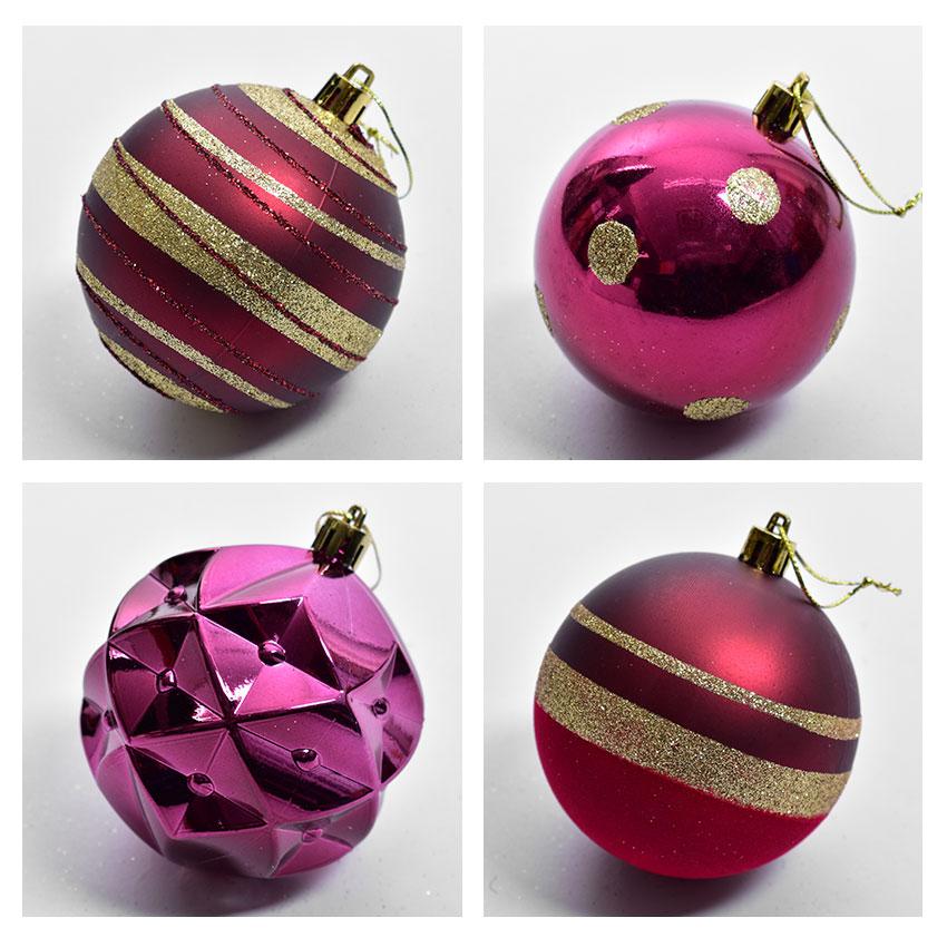 オーナメントボール 4cm 24個×8cm 6個 セット レッド 赤 ゴールド 金