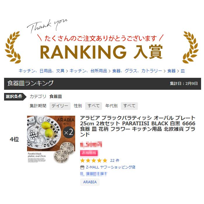 ARABIA（アラビア） 食器セット ブラック パラティッシ オーバル