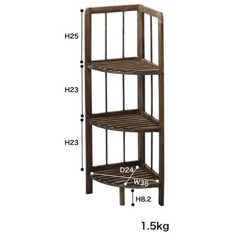 オープンラック オープンシェルフ 棚 おしゃれ 3段 木製 折りたたみ コーナーラック フォールディングシェルフ コーナー 収納 リビング トイレ キッチン スリム｜z-selection｜02