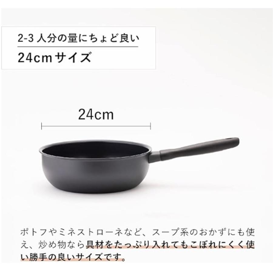 MEYER マイヤー フライパン 24cm ミッドナイト MIDNIGHT  シェフズパン 深型 IH ガス対応 CHEFS PAN MNH-CP24 黒 母の日｜z-selection｜06