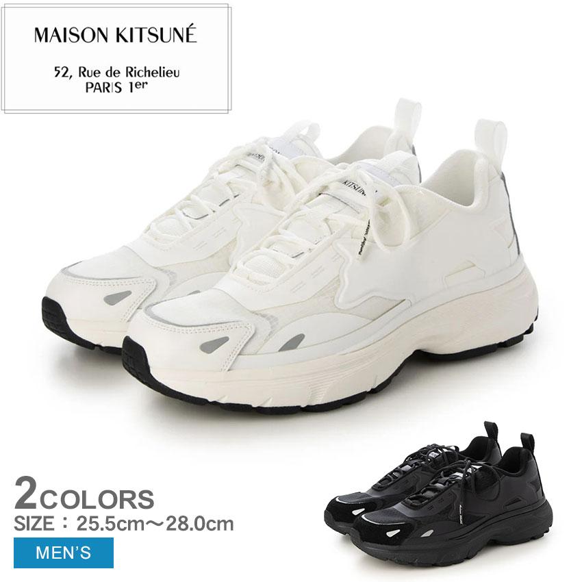 メゾンキツネ スニーカー メンズ ソラ ランナーズ MAISON KITSUNE MM04803WQ1101 ブラック 黒 ホワイト 白 靴 シューズ レザー