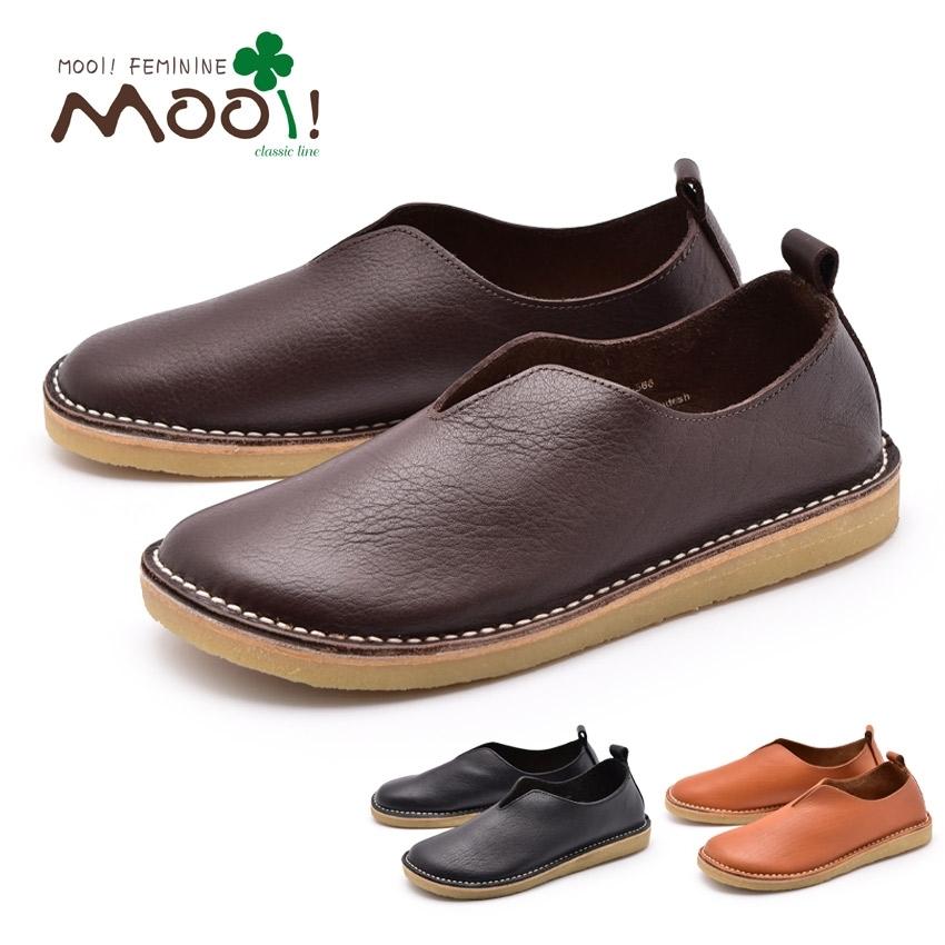 ♡Ⓜ️　フラットシューズ♡ モーイ フェミニン フラットシューズ レディース 本革Vカットシューズ