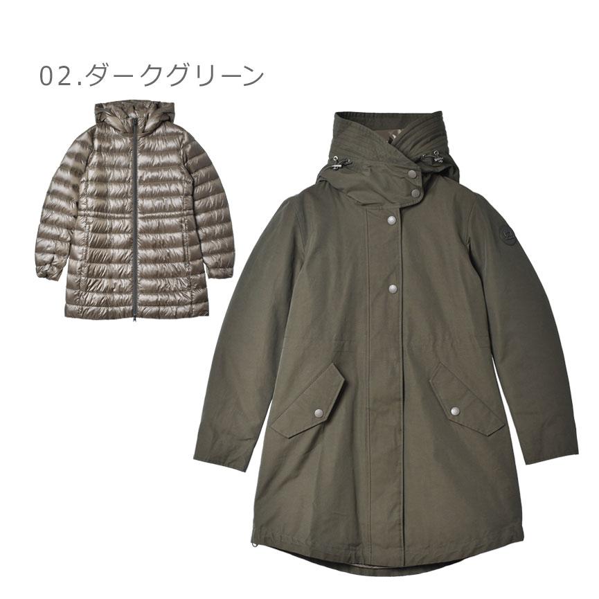 ウールリッチ ダウンジャケット レディース ロング ミリタリー 3イン1 ダウン パーカ WOOLRICH WWOU0852 ブラック 黒 カーキ 緑｜z-sports｜18