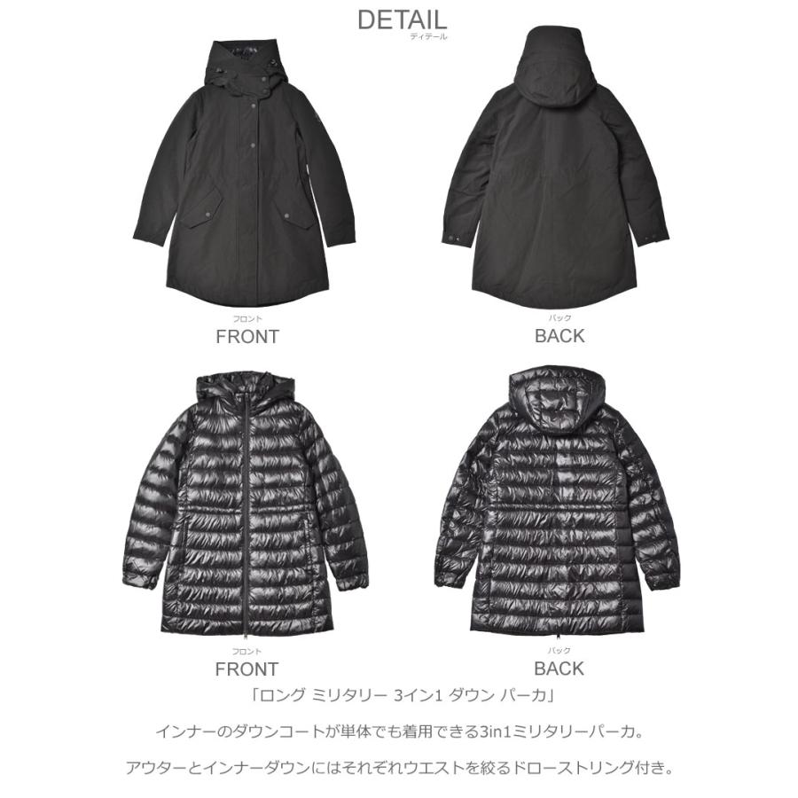 ウールリッチ ダウンジャケット レディース ロング ミリタリー 3イン1 ダウン パーカ WOOLRICH WWOU0852 ブラック 黒 カーキ 緑｜z-sports｜08