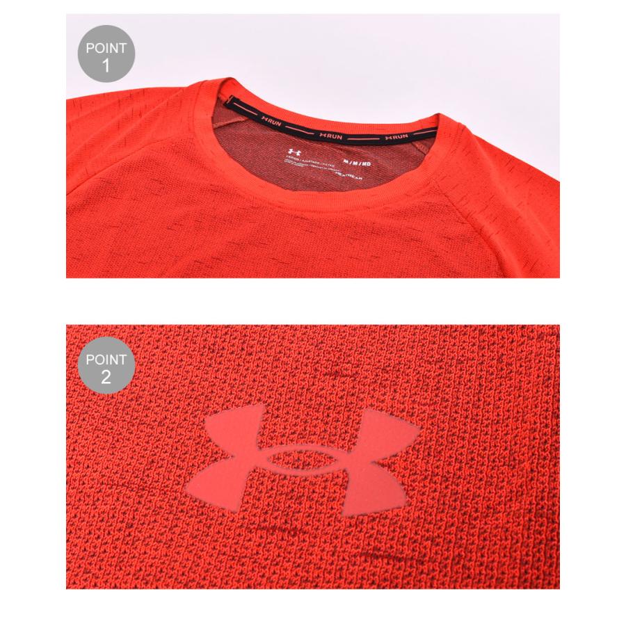 （ゆうパケット送料無料）アンダーアーマー Tシャツ 半袖 メンズ VANISH SEAMLESS RUN S/S UNDER ARMOUR 1361356 レッド ウエア クルーネック ブランド｜z-sports｜03
