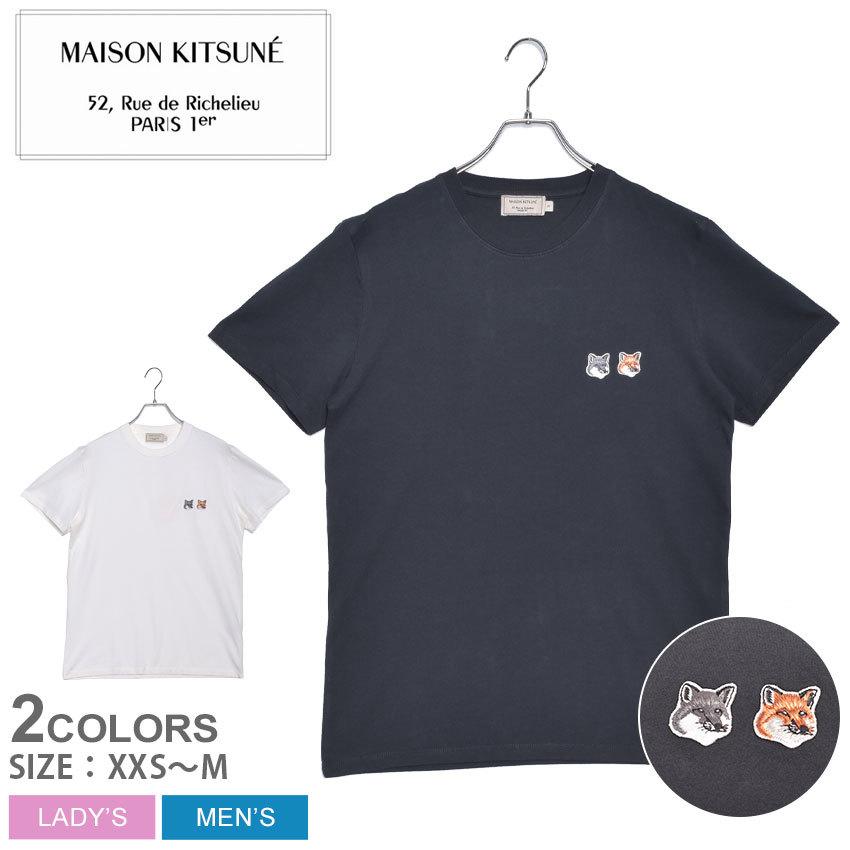 （ゆうパケット可） メゾンキツネ 半袖Tシャツ メンズ レディース Tシャツ ダブルフォックス ヘッドパッチ MAISON KITSUNE BU00103KJ0008 ブラック｜z-sports