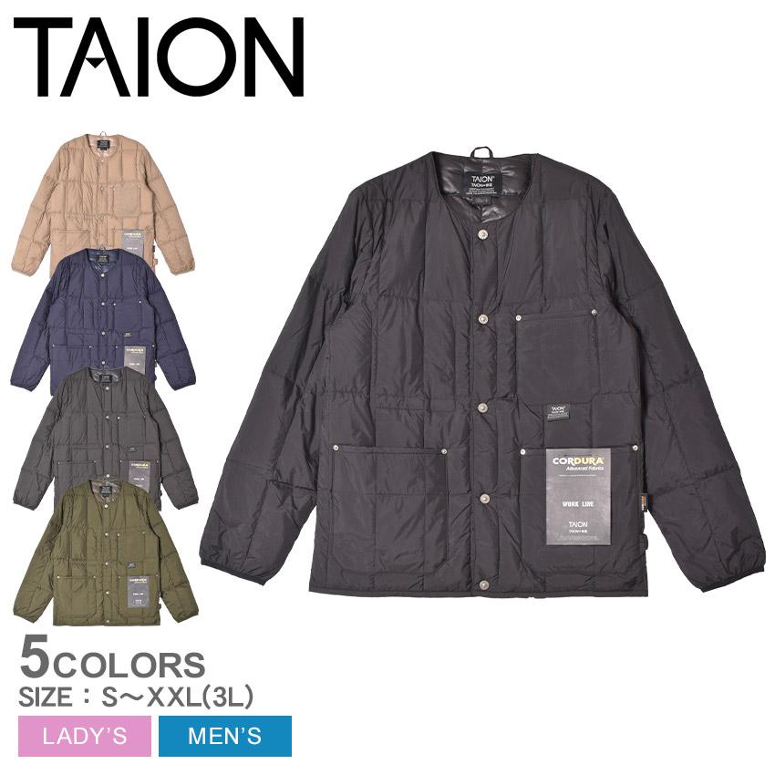 クルーネックダウン黒ren様 TAION（タイオン） ダウンジャケット メンズ レディース ワーク クルー