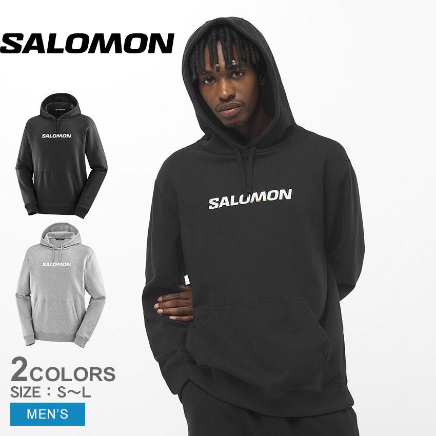 Salomon ブラック パーカーXS SALOMON（サロモン） フーディー スウェット パーカー ビッグロゴ