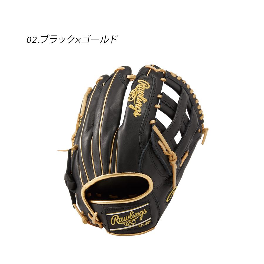 送料無料 ローリングス グローブ 大人 一般 軟式 HOH ブラックレーベル オールフィルダー用 Rawlings GR3HBLN65 ブラック 黒 ゴールド｜z-sports｜06