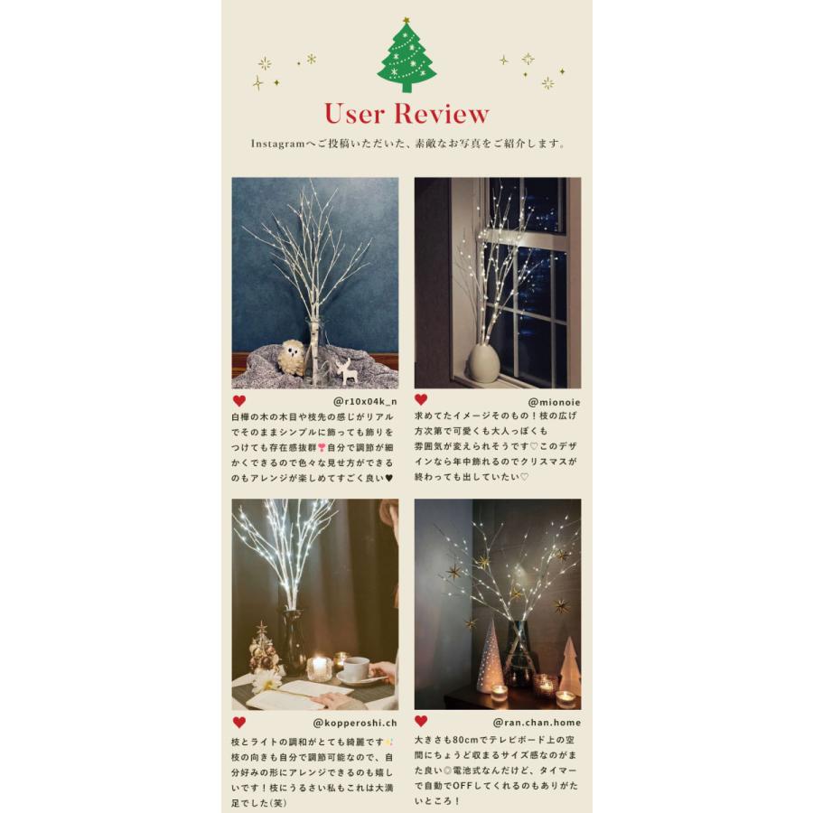 out Natural クリスマス✩⡱雪の積もったお星様白樺ツリー♥︎︎∗︎*゜ クリスマスプレゼントツリー 白樺 ブランチ LEDツリー 80cm ホワイト