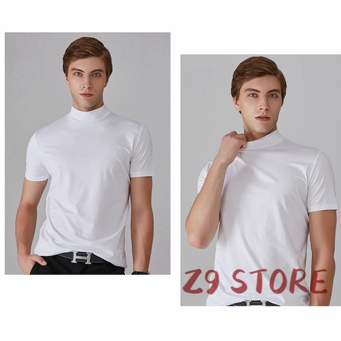 Tシャツ モックネック ゴルフ 半袖 メンズ ハイネックTシャツ Tシャツ モックネック ゴルフ 半袖 メンズ ハイネックTシャツ