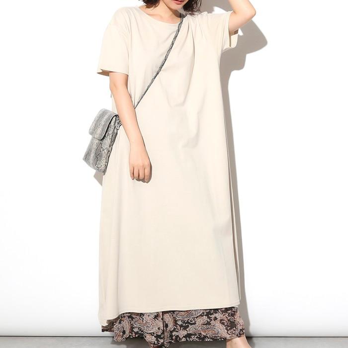 ワンピース 半袖ワンピース Tシャツワンピース 後ろ開きワンピース バックスリットワンピース ロングワンピース 無地ワンピース 68 R8 Nobu 通販 Yahoo ショッピング