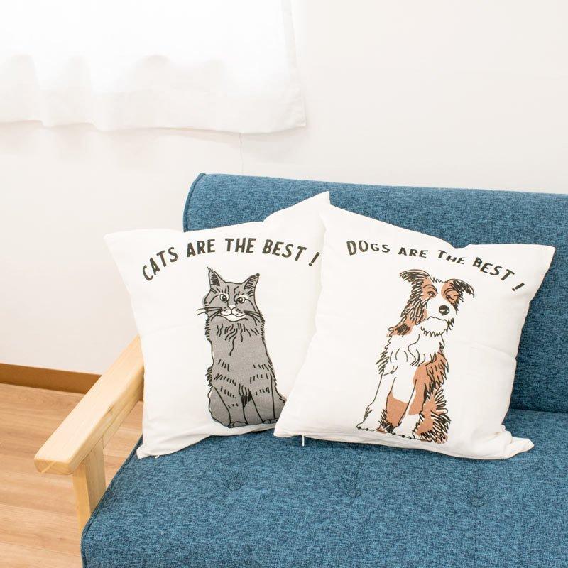クッションカバー 45×45cm アニマル柄 ねこ いぬ 綿100% 正方形 クッションカバー 45×45cm アニマル柄 ねこ いぬ 綿100% 正方形