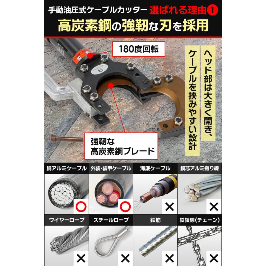 油圧式ケーブルカッター Φ85mm 出力12トン アルミケーブル 銅線 油圧式ケーブルカッター Φ85mm 出力12トン アルミケーブル 銅線