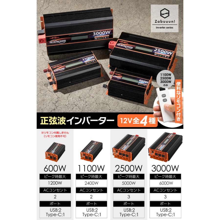定格3000W 最大6000W【国際規格認証】正弦波 インバーター DC12V 定格3000W 最大6000W【国際規格認証】正弦波 インバーター DC12V