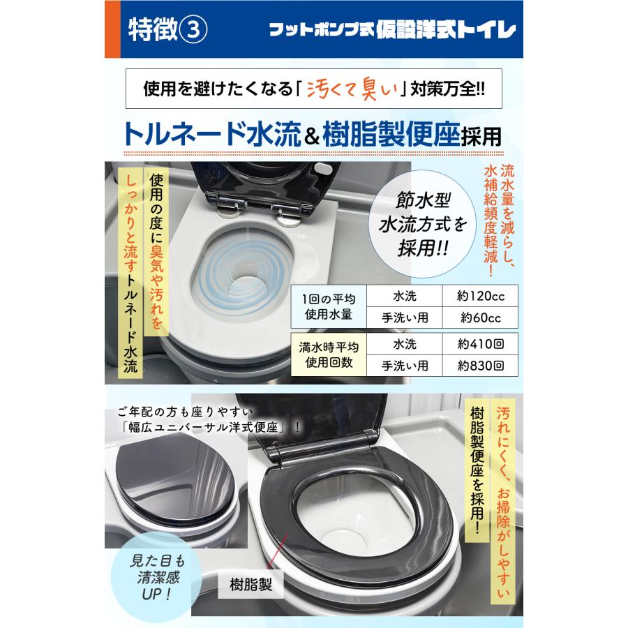 組立済み】仮設トイレ フットポンプ式 簡易水洗(汲み取り)&下水 組立済み】仮設トイレ フットポンプ式 簡易水洗(汲み取り)&下水