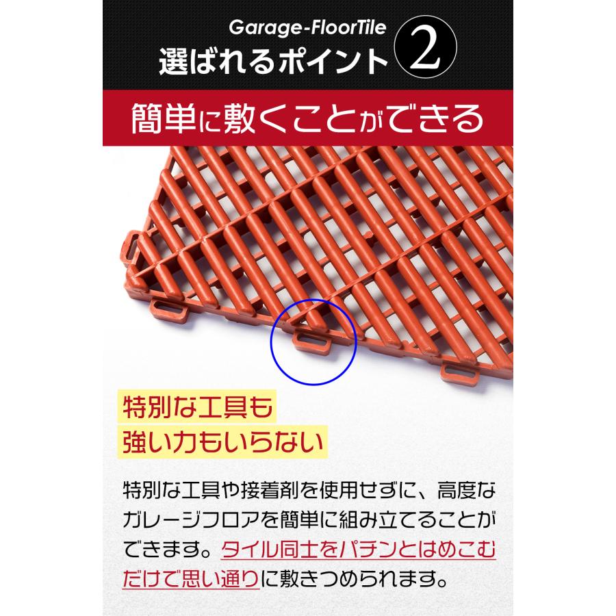 Zabuuun! Tileガレージマット 簡単施工】ガレージタイル（穴ナシ） カラー：ブラック 40cm×40cm×1.8