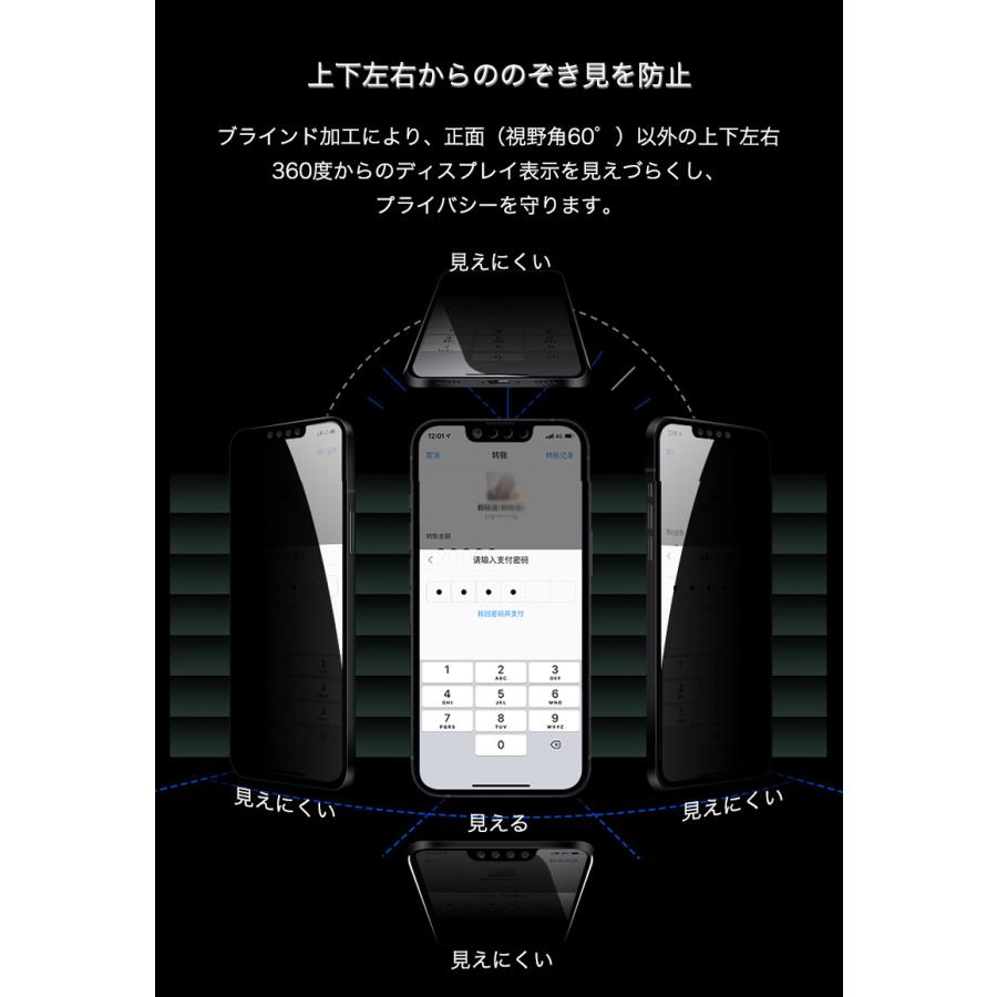 iPhone13 ガラスフィルム 覗き見防止 全面 iPhone13 Pro Max ガラスフィルム 覗き見防止 iPhone13 Pro iPhone13 日本旭硝子製素材 9H 全面 充電ケーブル付｜zacca-15｜06