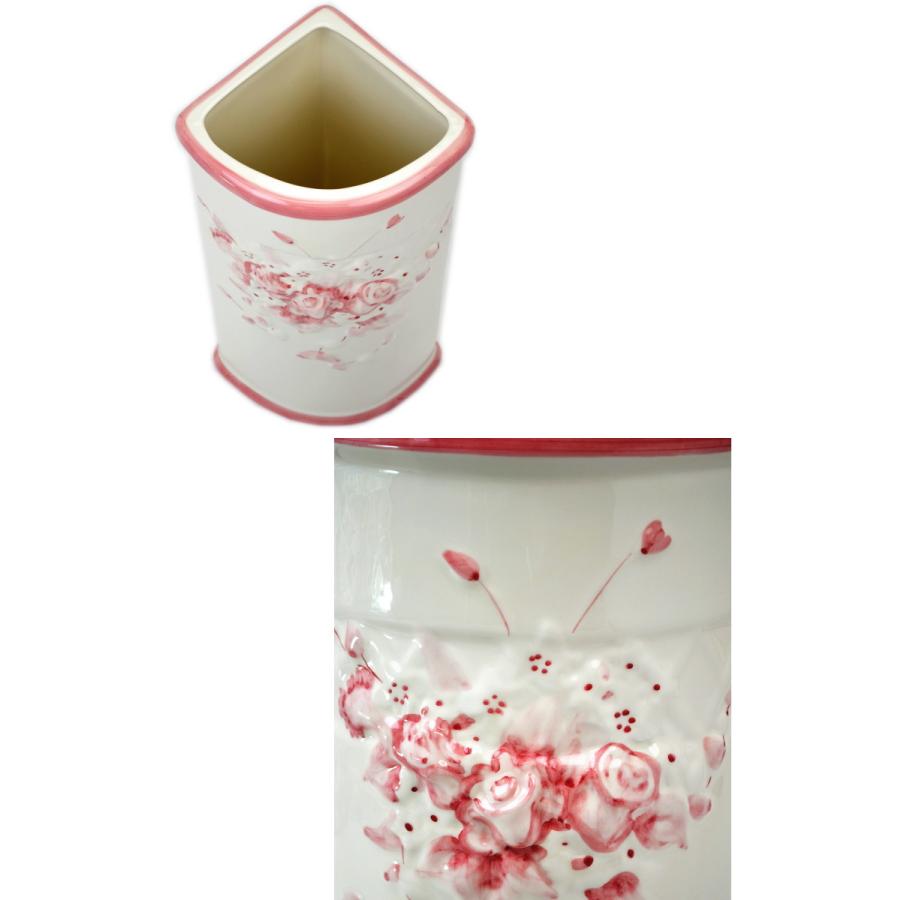 陶器 傘立て コーナー ポルトガル製 ピンク ホワイト 花柄 陶器 傘立て コーナー ポルトガル製 ピンク ホワイト 花柄