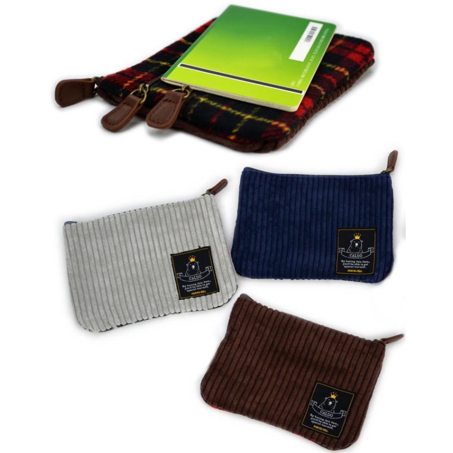 セール 50%%OFF フラットポーチ カルドコンビ チェック レッド/ブルー