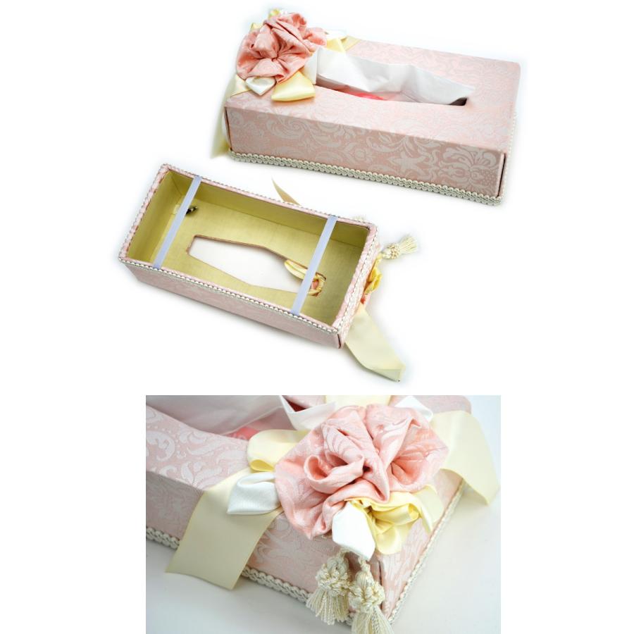 ティッシュボックスケース 薔薇 JENNIFER Haruno ピンク グレー ( 布 